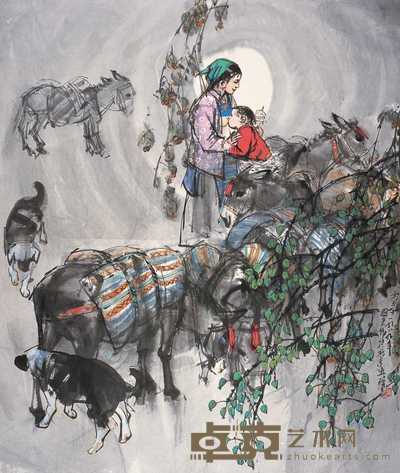 史国良 1989年作 母与子 镜心 141×119cm